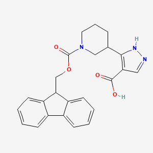molecular formula C24H23N3O4 B2550184 3-(1-{[(9H-fluoren-9-yl)methoxy]carbonyl}piperidin-3-yl)-1H-pyrazole-4-carboxylic acid CAS No. 2091893-43-3