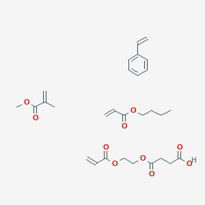 molecular formula C29H40O10 B025502 Butyl prop-2-enoate;methyl 2-methylprop-2-enoate;4-oxo-4-(2-prop-2-enoyloxyethoxy)butanoic acid;styrene CAS No. 103885-38-7