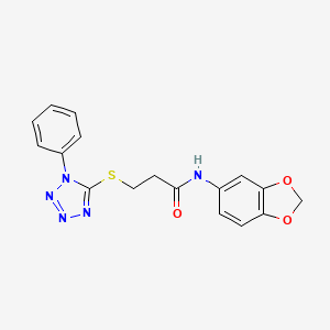 N-(benzo[d][1,3]dioxol-5-yl)-3-((1-phenyl-1H-tetrazol-5-yl)thio)propanamide