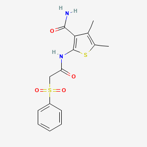 4,5-Dimethyl-2-(2-(phenylsulfonyl)acetamido)thiophene-3-carboxamide