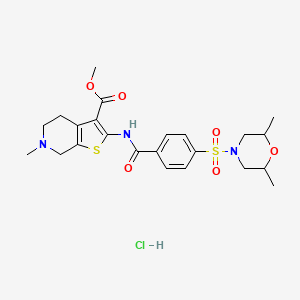 molecular formula C23H30ClN3O6S2 B2550254 Methyl 2-(4-((2,6-dimethylmorpholino)sulfonyl)benzamido)-6-methyl-4,5,6,7-tetrahydrothieno[2,3-c]pyridine-3-carboxylate hydrochloride CAS No. 1216768-63-6
