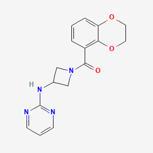 molecular formula C16H16N4O3 B2550265 N-[1-(2,3-dihydro-1,4-benzodioxine-5-carbonyl)azetidin-3-yl]pyrimidin-2-amine CAS No. 2324600-61-3