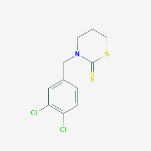 molecular formula C11H11Cl2NS2 B2550266 3-[(3,4-Dichlorophenyl)methyl]-1,3-thiazinane-2-thione CAS No. 866151-56-6
