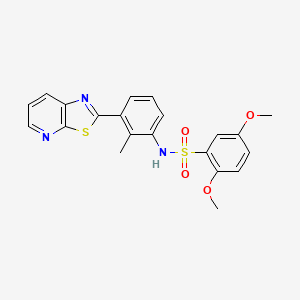 molecular formula C21H19N3O4S2 B2550270 2,5-dimethoxy-N-(2-methyl-3-(thiazolo[5,4-b]pyridin-2-yl)phenyl)benzenesulfonamide CAS No. 912624-81-8