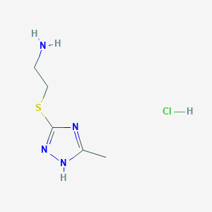molecular formula C5H11ClN4S B2550273 2-[(5-Methyl-1H-1,2,4-triazol-3-yl)sulfanyl]ethan-1-amine hydrochloride CAS No. 1955560-62-9