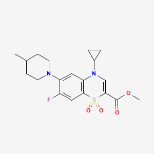 molecular formula C19H23FN2O4S B2550299 methyl 4-cyclopropyl-7-fluoro-6-(4-methylpiperidin-1-yl)-1,1-dioxo-4H-1lambda6,4-benzothiazine-2-carboxylate CAS No. 1115889-53-6