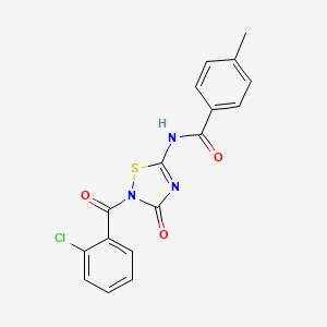 molecular formula C17H12ClN3O3S B2550385 N-[2-(2-chlorobenzoyl)-3-oxo-2,3-dihydro-1,2,4-thiadiazol-5-yl]-4-methylbenzamide CAS No. 478031-94-6