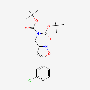 molecular formula C20H25ClN2O5 B2550392 Tert-butyl N-[[5-(3-chlorophenyl)-1,2-oxazol-3-yl]methyl]-N-[(2-methylpropan-2-yl)oxycarbonyl]carbamate CAS No. 2260933-26-2