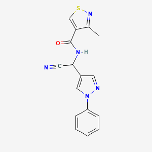 molecular formula C16H13N5OS B2550507 N-[cyano(1-phenyl-1H-pyrazol-4-yl)methyl]-3-methyl-1,2-thiazole-4-carboxamide CAS No. 1797780-40-5