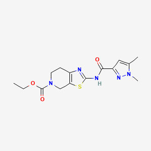 molecular formula C15H19N5O3S B2550532 ethyl 2-(1,5-dimethyl-1H-pyrazole-3-amido)-4H,5H,6H,7H-[1,3]thiazolo[5,4-c]pyridine-5-carboxylate CAS No. 1013770-37-0