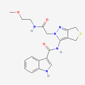 molecular formula C19H21N5O3S B2550538 N-(2-(2-((2-methoxyethyl)amino)-2-oxoethyl)-4,6-dihydro-2H-thieno[3,4-c]pyrazol-3-yl)-1H-indole-3-carboxamide CAS No. 1105204-42-9