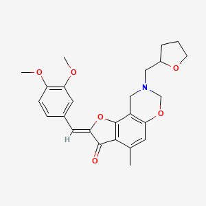 (Z)-2-(3,4-dimethoxybenzylidene)-4-methyl-8-((tetrahydrofuran-2-yl)methyl)-8,9-dihydro-2H-benzofuro[7,6-e][1,3]oxazin-3(7H)-one
