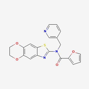 molecular formula C20H15N3O4S B2550550 N-(6,7-dihydro-[1,4]dioxino[2,3-f][1,3]benzothiazol-2-yl)-N-(pyridin-3-ylmethyl)furan-2-carboxamide CAS No. 895023-89-9
