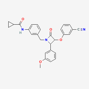 molecular formula C28H25N3O4 B2550553 N-(3-{[3-(3-cyanophenoxy)-2-(3-methoxyphenyl)-4-oxoazetidin-1-yl]methyl}phenyl)cyclopropanecarboxamide CAS No. 1223606-80-1