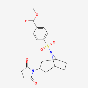 molecular formula C19H22N2O6S B2550562 methyl 4-{[3-(2,5-dioxopyrrolidin-1-yl)-8-azabicyclo[3.2.1]octan-8-yl]sulfonyl}benzoate CAS No. 2058514-70-6