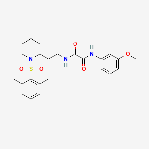molecular formula C25H33N3O5S B2550564 N1-(2-(1-(mesitylsulfonyl)piperidin-2-yl)ethyl)-N2-(3-methoxyphenyl)oxalamide CAS No. 898450-90-3