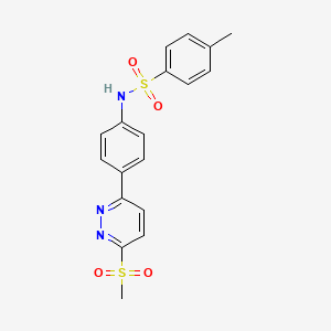 molecular formula C18H17N3O4S2 B2550567 N-[4-(6-methanesulfonylpyridazin-3-yl)phenyl]-4-methylbenzene-1-sulfonamide CAS No. 921541-71-1