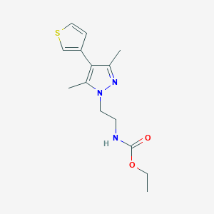 molecular formula C14H19N3O2S B2550598 ethyl (2-(3,5-dimethyl-4-(thiophen-3-yl)-1H-pyrazol-1-yl)ethyl)carbamate CAS No. 2034375-44-3