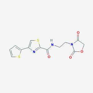 molecular formula C13H11N3O4S2 B2550625 N-(2-(2,4-dioxooxazolidin-3-yl)ethyl)-4-(thiophen-2-yl)thiazole-2-carboxamide CAS No. 2034611-26-0