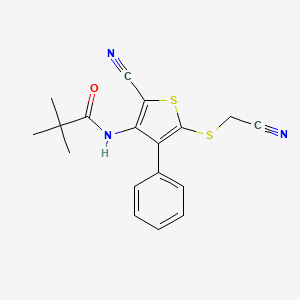 N-{2-cyano-5-[(cyanomethyl)sulfanyl]-4-phenyl-3-thienyl}-2,2-dimethylpropanamide