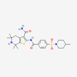 5,5,7,7-Tetramethyl-2-(4-((4-methylpiperidin-1-yl)sulfonyl)benzamido)-4,5,6,7-tetrahydrothieno[2,3-c]pyridine-3-carboxamide
