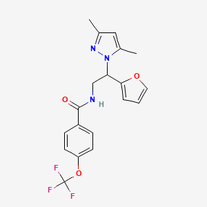 molecular formula C19H18F3N3O3 B2550787 N-(2-(3,5-dimethyl-1H-pyrazol-1-yl)-2-(furan-2-yl)ethyl)-4-(trifluoromethoxy)benzamide CAS No. 2034345-83-8