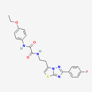 molecular formula C22H20FN5O3S B2550790 N'-(4-ethoxyphenyl)-N-{2-[2-(4-fluorophenyl)-[1,2,4]triazolo[3,2-b][1,3]thiazol-6-yl]ethyl}ethanediamide CAS No. 894033-97-7