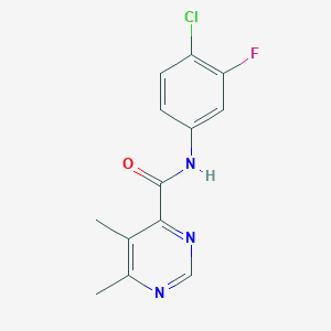 molecular formula C13H11ClFN3O B2550800 N-(4-Chloro-3-fluorophenyl)-5,6-dimethylpyrimidine-4-carboxamide CAS No. 2415535-49-6