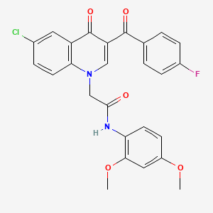 molecular formula C26H20ClFN2O5 B2550819 2-[6-chloro-3-(4-fluorobenzoyl)-4-oxo-1,4-dihydroquinolin-1-yl]-N-(2,4-dimethoxyphenyl)acetamide CAS No. 895639-18-6
