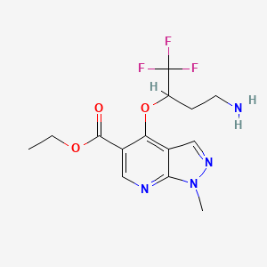 molecular formula C14H17F3N4O3 B2550823 ethyl 4-[3-amino-1-(trifluoromethyl)propoxy]-1-methyl-1H-pyrazolo[3,4-b]pyridine-5-carboxylate CAS No. 860610-42-0