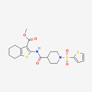molecular formula C20H24N2O5S3 B2550902 METHYL 2-[1-(THIOPHENE-2-SULFONYL)PIPERIDINE-4-AMIDO]-4,5,6,7-TETRAHYDRO-1-BENZOTHIOPHENE-3-CARBOXYLATE CAS No. 923000-93-5