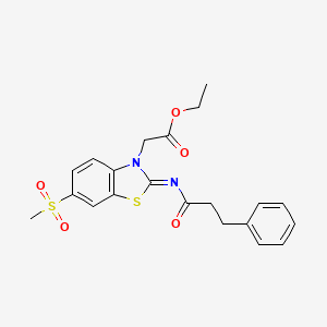 Ethyl 2-[6-methylsulfonyl-2-(3-phenylpropanoylimino)-1,3-benzothiazol-3-yl]acetate