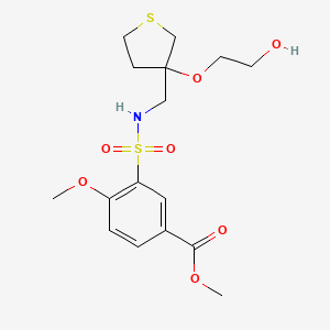 molecular formula C16H23NO7S2 B2550951 Methyl 3-({[3-(2-hydroxyethoxy)thiolan-3-yl]methyl}sulfamoyl)-4-methoxybenzoate CAS No. 2320537-29-7