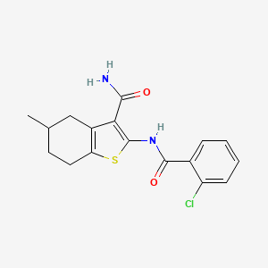 B2550966 2-(2-Chlorobenzamido)-5-methyl-4,5,6,7-tetrahydrobenzo[b]thiophene-3-carboxamide CAS No. 330190-26-6