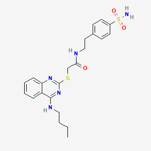 molecular formula C22H27N5O3S2 B2550987 2-((4-(butylamino)quinazolin-2-yl)thio)-N-(4-sulfamoylphenethyl)acetamide CAS No. 422532-86-3