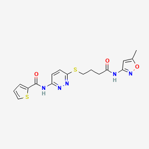 molecular formula C17H17N5O3S2 B2550990 N-(6-((4-((5-methylisoxazol-3-yl)amino)-4-oxobutyl)thio)pyridazin-3-yl)thiophene-2-carboxamide CAS No. 1040649-16-8
