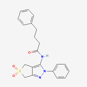 molecular formula C21H21N3O3S B2550999 N-{5,5-dioxo-2-phenyl-2H,4H,6H-5lambda6-thieno[3,4-c]pyrazol-3-yl}-4-phenylbutanamide CAS No. 893927-56-5