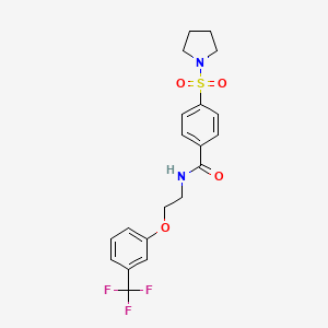 molecular formula C20H21F3N2O4S B2551003 4-(pyrrolidin-1-ylsulfonyl)-N-(2-(3-(trifluoromethyl)phenoxy)ethyl)benzamide CAS No. 1105230-14-5
