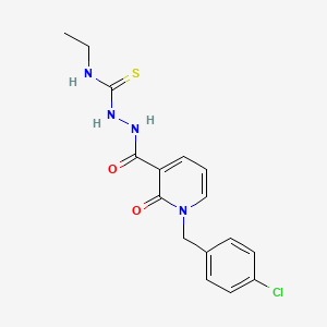 molecular formula C16H17ClN4O2S B2551008 2-{[1-(4-chlorobenzyl)-2-oxo-1,2-dihydro-3-pyridinyl]carbonyl}-N-ethyl-1-hydrazinecarbothioamide CAS No. 400074-95-5