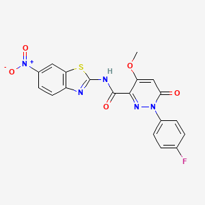 molecular formula C19H12FN5O5S B2551035 1-(4-fluorophenyl)-4-methoxy-N-(6-nitro-1,3-benzothiazol-2-yl)-6-oxo-1,6-dihydropyridazine-3-carboxamide CAS No. 941969-64-8