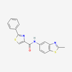 molecular formula C18H13N3OS2 B2551040 N-(2-methyl-1,3-benzothiazol-5-yl)-2-phenyl-1,3-thiazole-4-carboxamide CAS No. 1207026-83-2