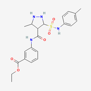 molecular formula C21H22N4O5S B2551053 ethyl 3-{3-methyl-5-[(4-methylphenyl)sulfamoyl]-1H-pyrazole-4-amido}benzoate CAS No. 1239511-62-6