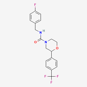 molecular formula C19H18F4N2O2 B2551055 N-[(4-fluorophenyl)methyl]-2-[4-(trifluoromethyl)phenyl]morpholine-4-carboxamide CAS No. 1396768-49-2