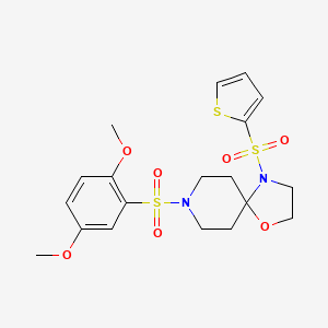molecular formula C19H24N2O7S3 B2551064 8-((2,5-Dimethoxyphenyl)sulfonyl)-4-(thiophen-2-ylsulfonyl)-1-oxa-4,8-diazaspiro[4.5]decane CAS No. 898425-33-7