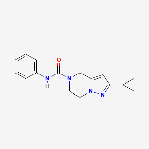 molecular formula C16H18N4O B2551076 2-cyclopropyl-N-phenyl-4H,5H,6H,7H-pyrazolo[1,5-a]pyrazine-5-carboxamide CAS No. 2034418-65-8