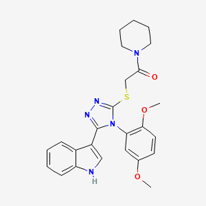molecular formula C25H27N5O3S B2551092 2-((4-(2,5-dimethoxyphenyl)-5-(1H-indol-3-yl)-4H-1,2,4-triazol-3-yl)thio)-1-(piperidin-1-yl)ethanone CAS No. 852167-35-2