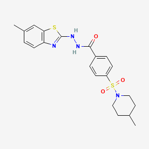 molecular formula C21H24N4O3S2 B2551094 N'-(6-methyl-1,3-benzothiazol-2-yl)-4-[(4-methylpiperidin-1-yl)sulfonyl]benzohydrazide CAS No. 851979-65-2