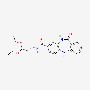 molecular formula C21H25N3O4 B2551097 N-(3,3-diethoxypropyl)-10-oxo-2,9-diazatricyclo[9.4.0.0^{3,8}]pentadeca-1(11),3(8),4,6,12,14-hexaene-6-carboxamide CAS No. 440120-40-1