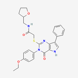 molecular formula C27H28N4O4S B2551100 2-((3-(4-ethoxyphenyl)-4-oxo-7-phenyl-4,5-dihydro-3H-pyrrolo[3,2-d]pyrimidin-2-yl)thio)-N-((tetrahydrofuran-2-yl)methyl)acetamide CAS No. 2034315-11-0