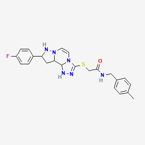 2-{[11-(4-fluorophenyl)-3,4,6,9,10-pentaazatricyclo[7.3.0.0^{2,6}]dodeca-1(12),2,4,7,10-pentaen-5-yl]sulfanyl}-N-[(4-methylphenyl)methyl]acetamide